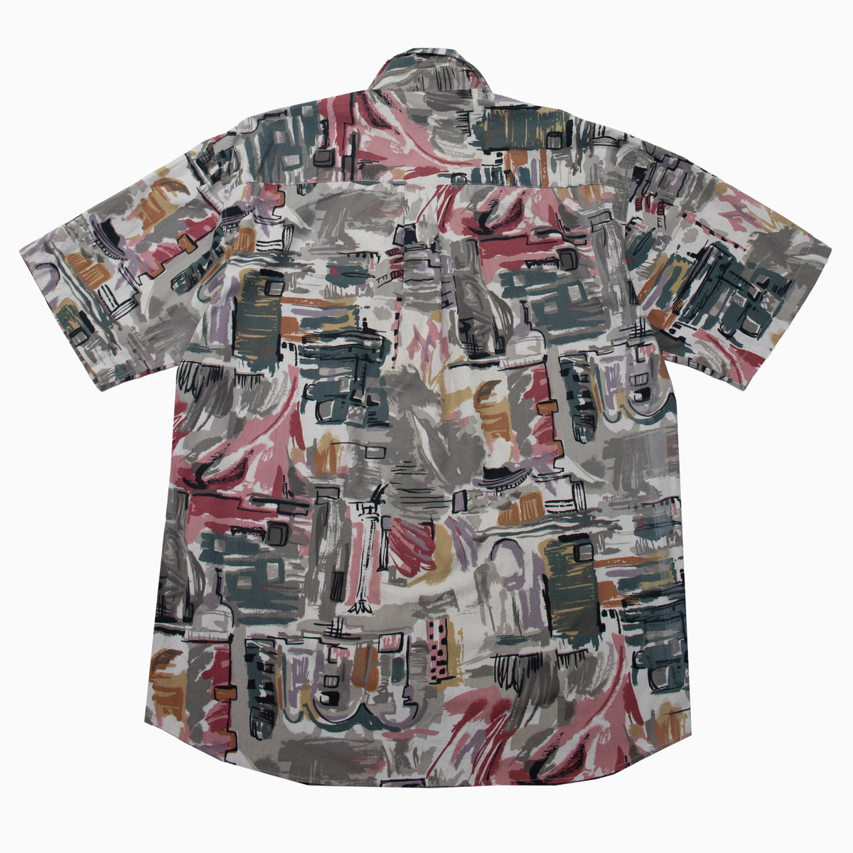 Vintage 90s Crazy Pattern Short Sleeve Shirt L – Rückansicht