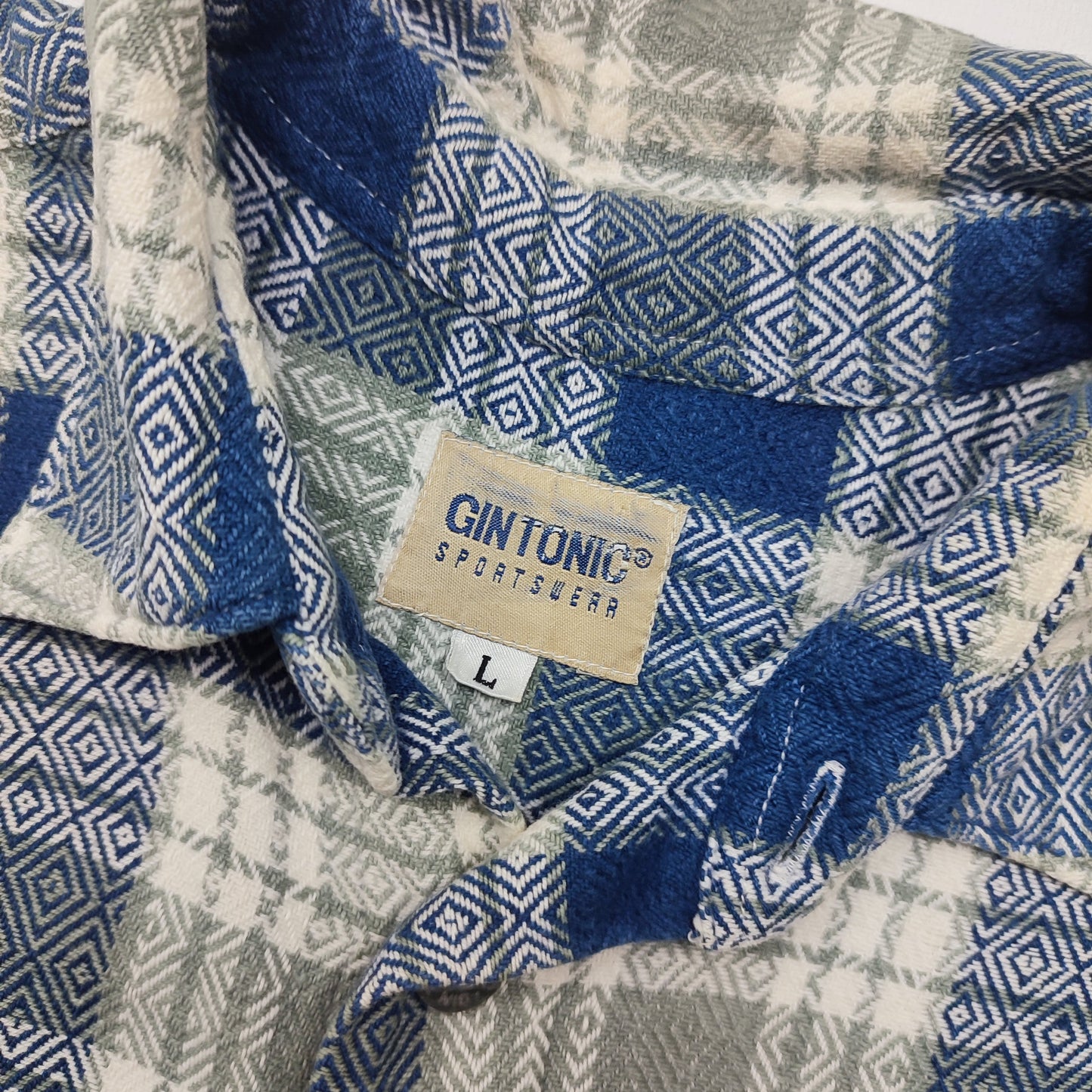 Vintage 90s Gin Tonic Sportswear Checkered Flannel Shirt XL