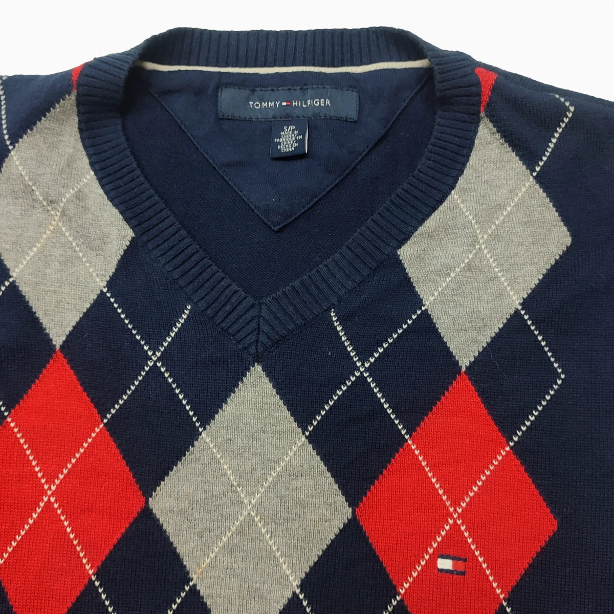 Tommy Hilfiger Diamond Pattern 100 & Cotton Knit Jumper M