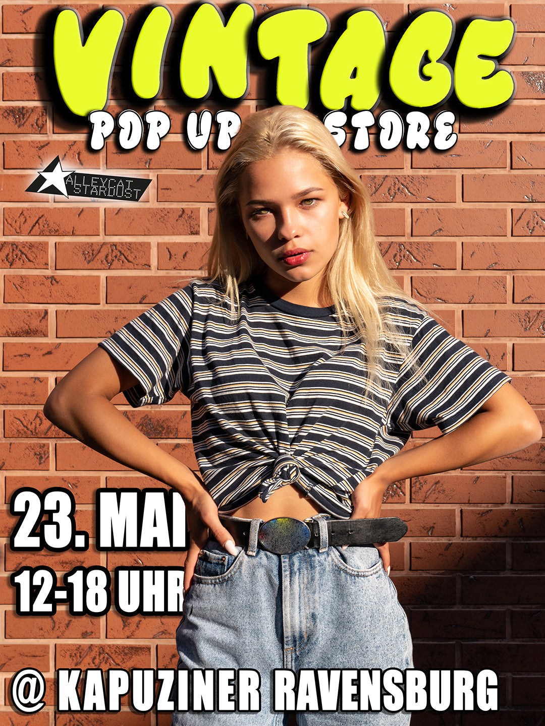 Flyer für Vintage Clothing Pop Up Event im Kapuziner Ravensburg am 23. Mai 2026