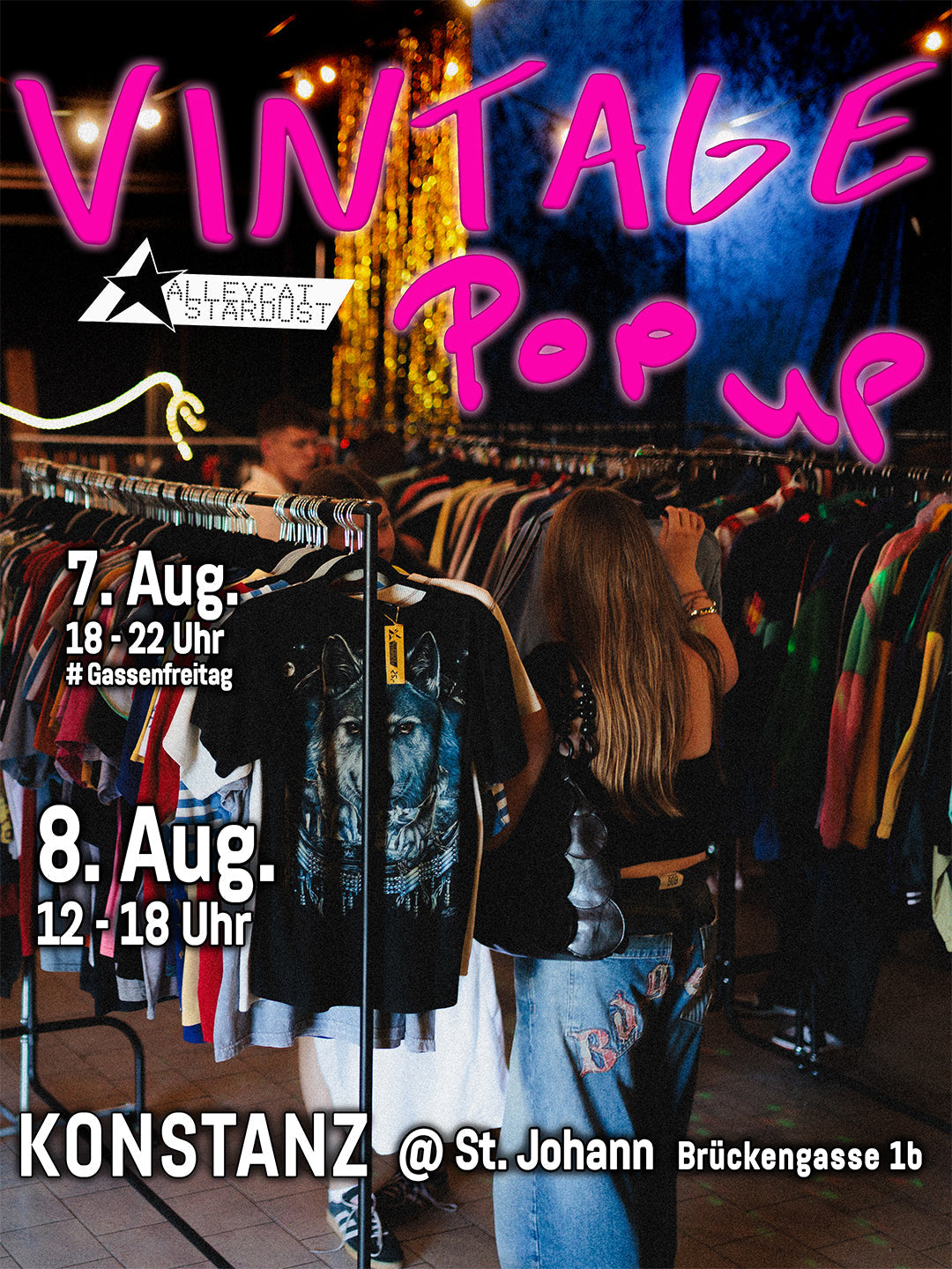 Flyer für Vintage Pop Up Event im St. Johann Konstanz am 7 & 8 August 2026