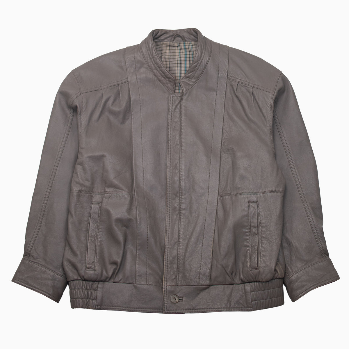 Vintage 80s Lorentino Leather Bomber Jacket M – Detailansicht
