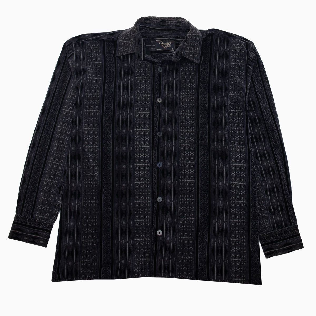 Vintage 90s Amzeki Gölhan Orient Pattern Flannel Shirt L – Detailansicht