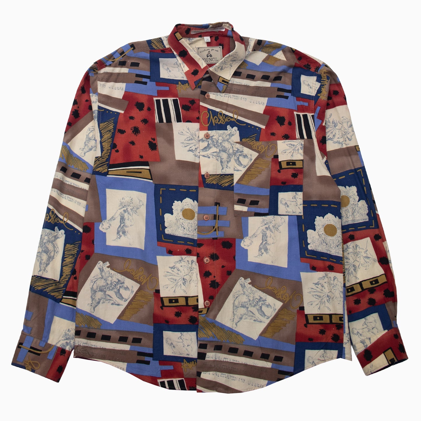 Vintage 90s Council Angel Pattern Shirt L