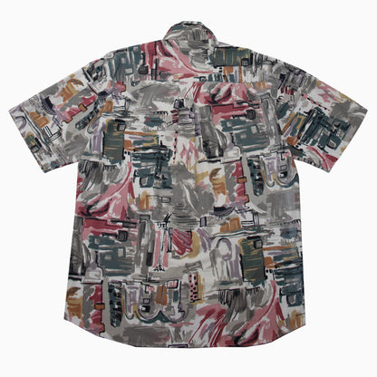 Vintage 90s Crazy Pattern Short Sleeve Shirt L – Rückansicht