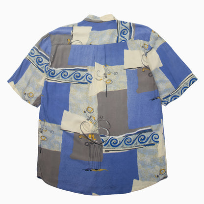 Vintage 90s Seiden Sticker Short Sleeve Shirt L – Rückansicht