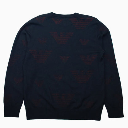 Emporio Armani Eagle Allover Pattern Knit Sweater M