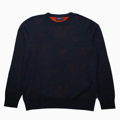 Emporio Armani Eagle Allover Pattern Knit Sweater M