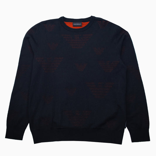 Emporio Armani Eagle Allover Pattern Knit Sweater M