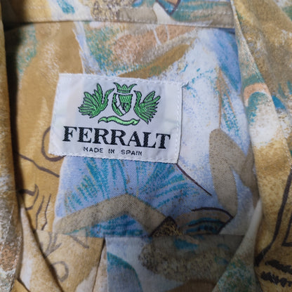 Vintage Ferralt Crazy Pattern Short Sleeve Shirt L