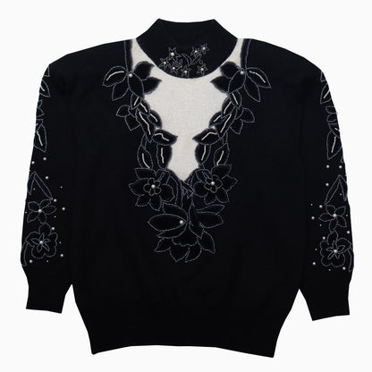Vintage 80s Adda Pearl Shoulder Pads Knit Jumper M