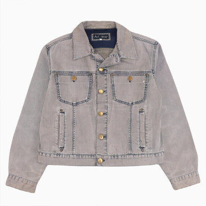 Vintage 90s Jeans Jacket der Designer Marke Armani Jeans in Grösse M in stylischen grauem denim Look 