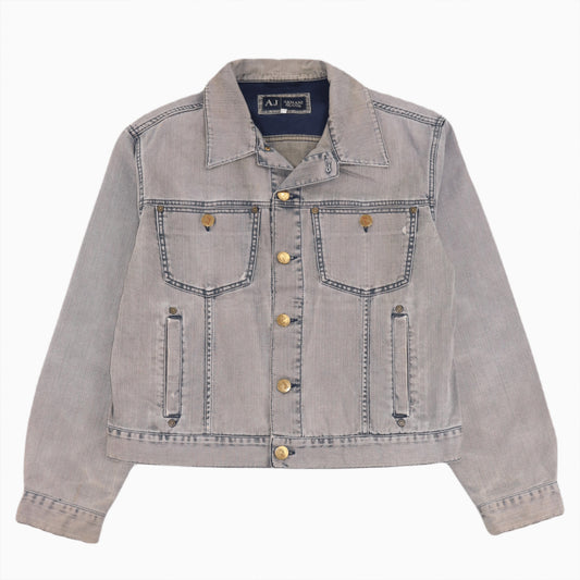 Vintage 90s Jeans Jacket der Designer Marke Armani Jeans in Grösse M in stylischen grauem denim Look 