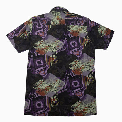 Vintage 90s Crazy Pattern Hemd, kurzarm, Grösse L