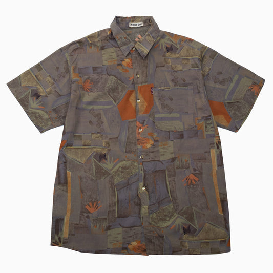 Vintage 90s Jerico Crazy Pattern Short Sleeve Shirt L