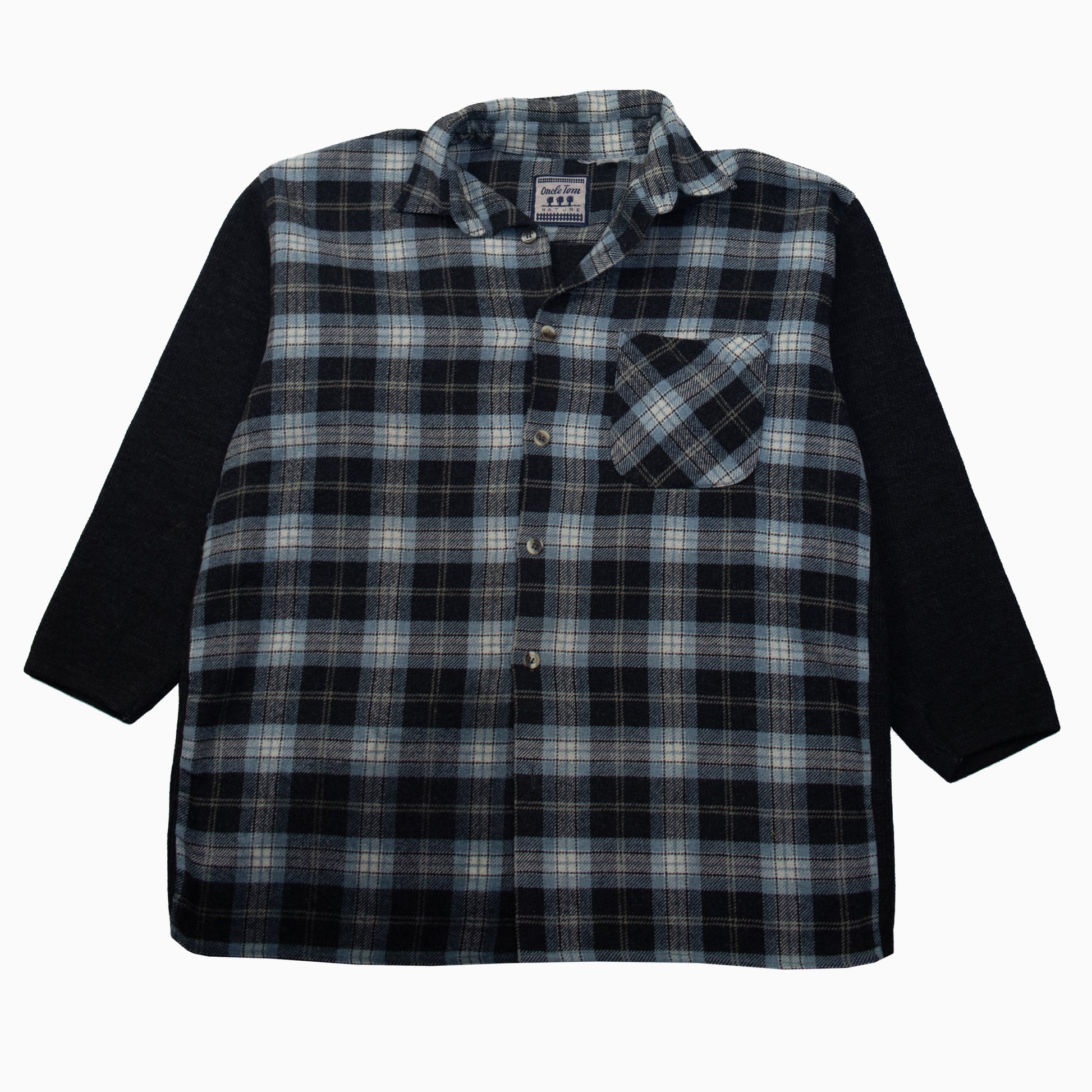 Vintage 90s Oncle Tom Nature Checkered Knit Flannel Shirt M