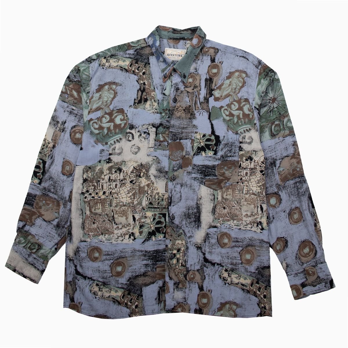 Vintage Adventure Crazy Pattern Shirt L