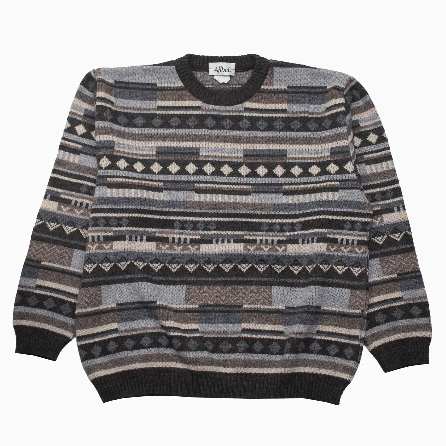 Vintage 90s Afibel Diamond Pattern Knit Jumper L