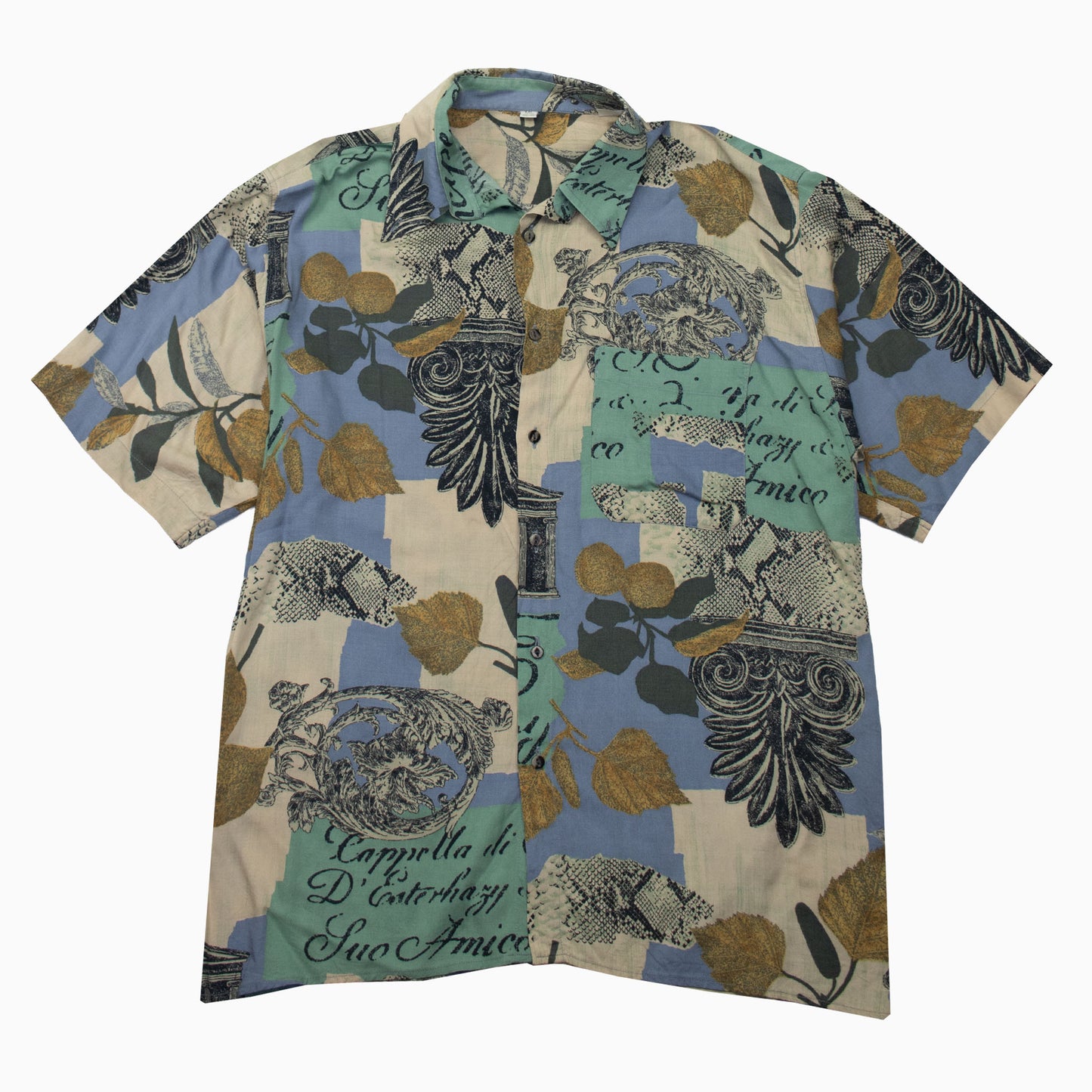 Vintage 90s Antik Pattern Short Sleeve Shirt M
