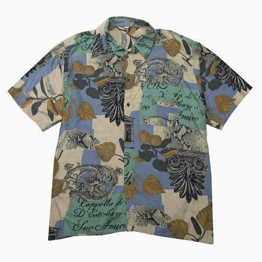 Vintage 90s Antik Pattern Short Sleeve Shirt M