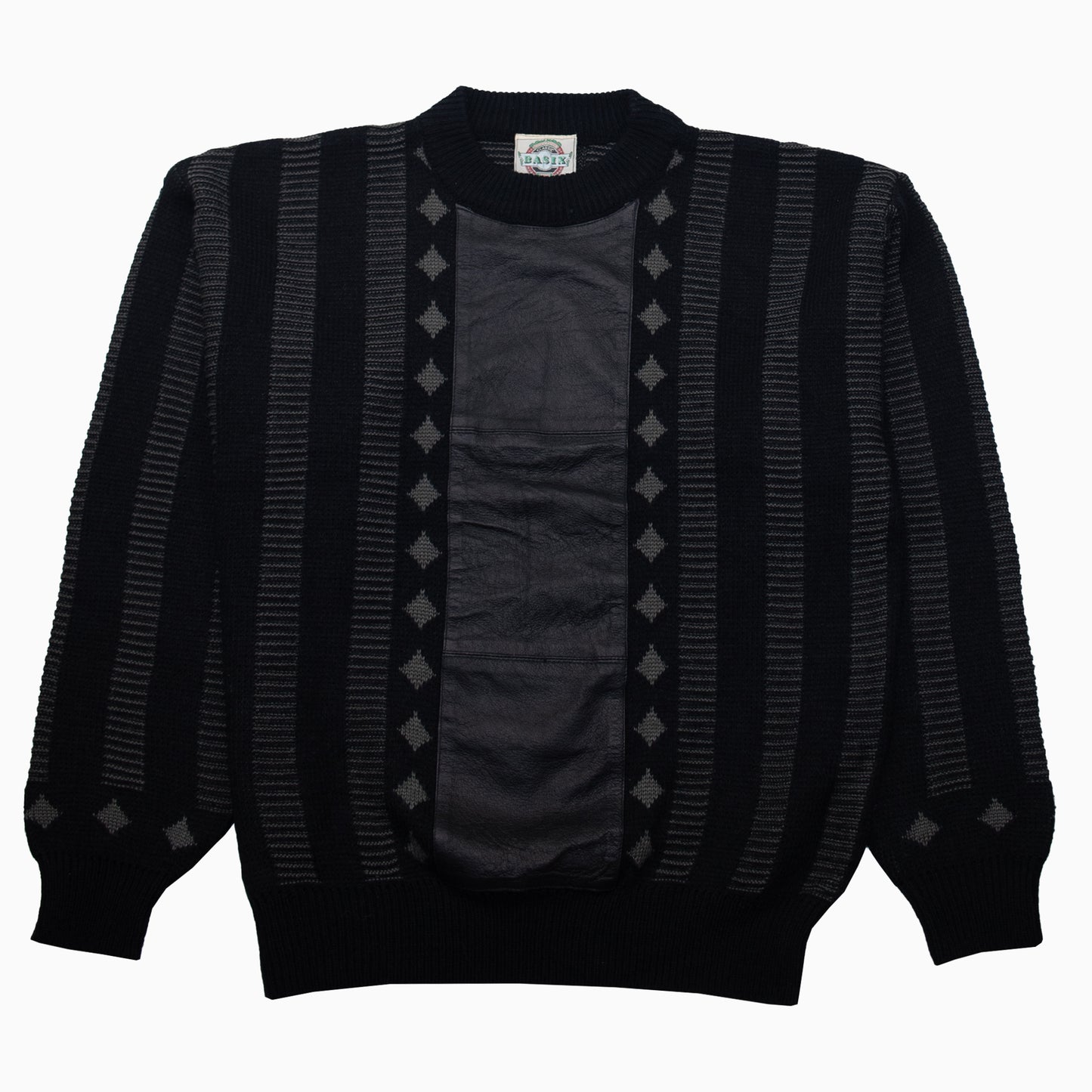 Vintage Basix Genuine Leather Knit Jumper L