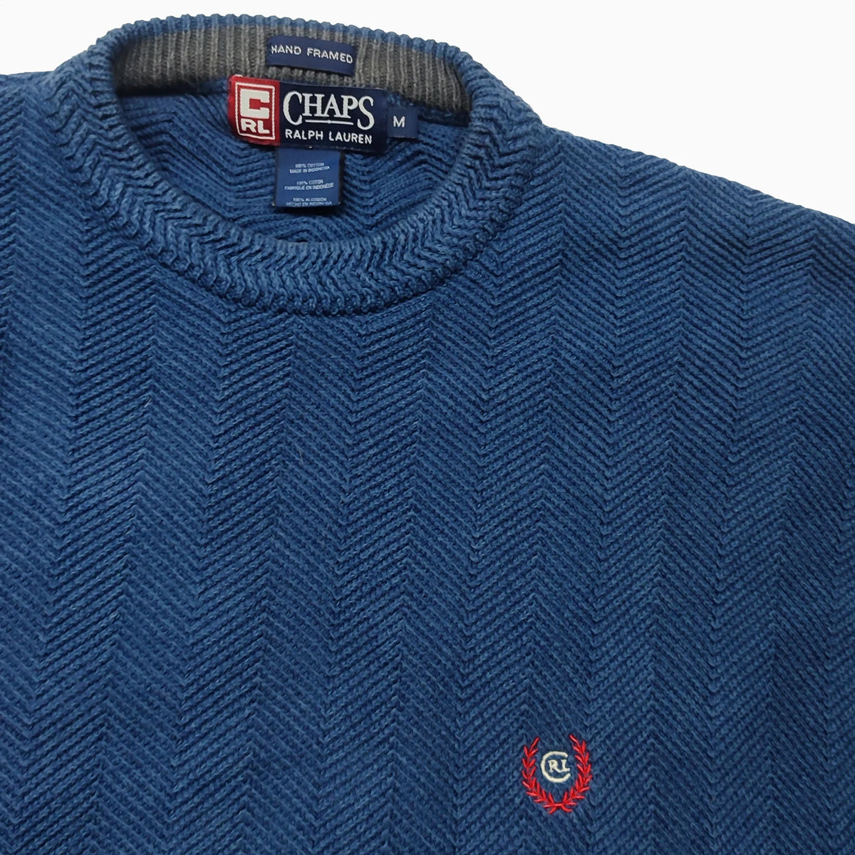 Chaps By Ralph Lauren 100 & Cotton Hand Framed Knit Jumper L