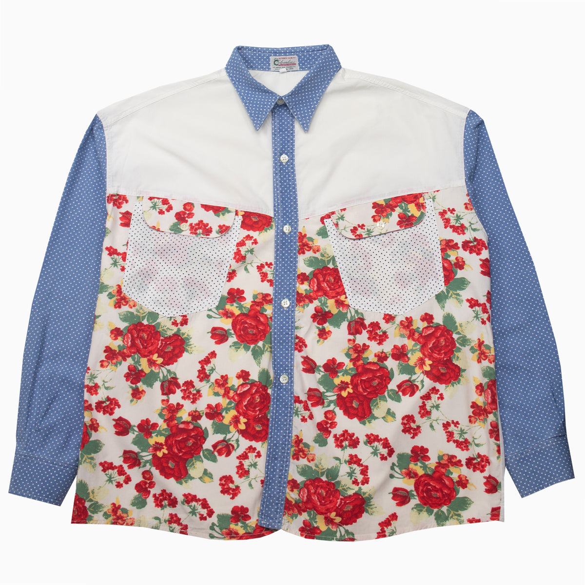 Vintage Colombus Roses Pattern Shirt L – Detailansicht