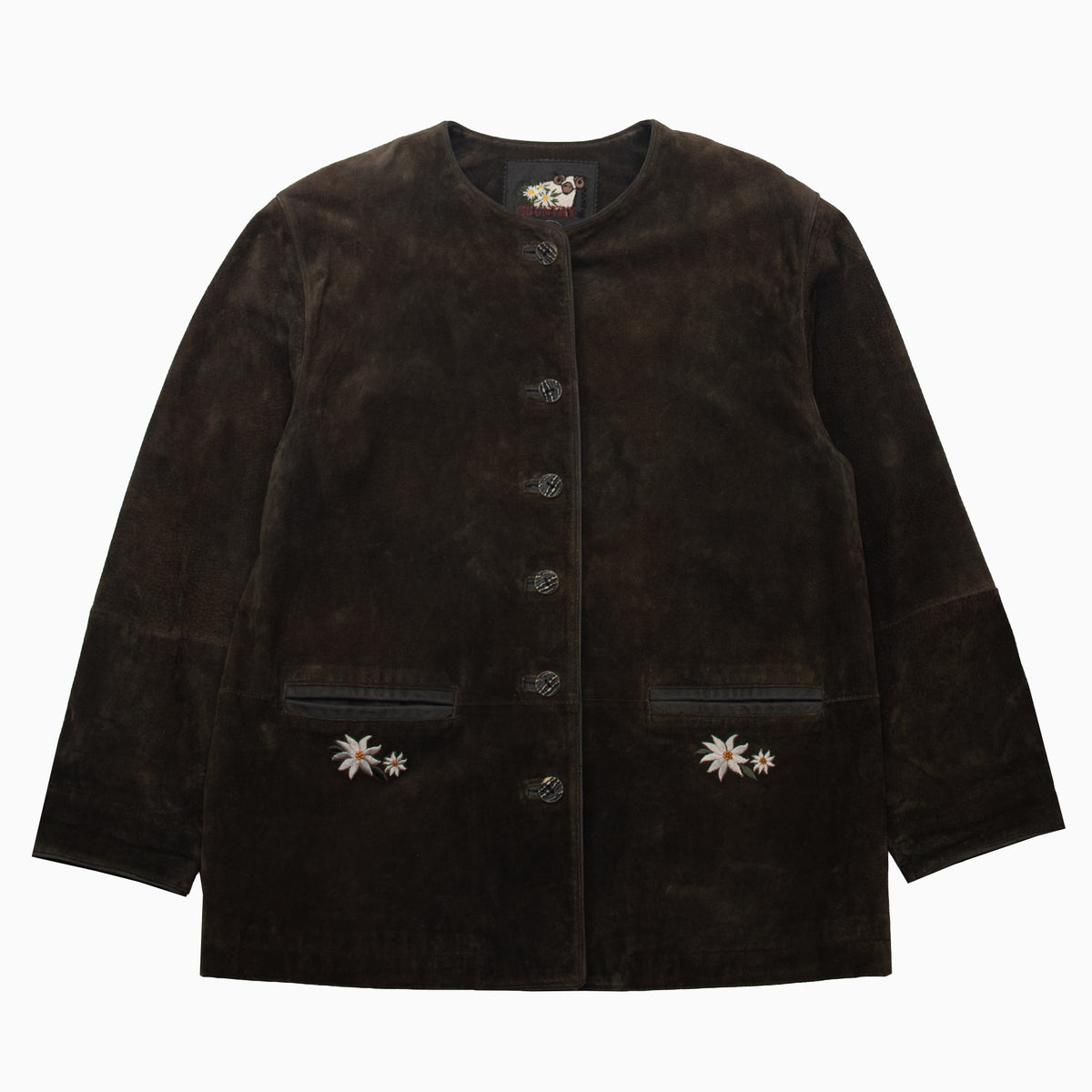 Vintage Fabiani Country Embroidered Flower Suede Short Coat M – Detailansicht