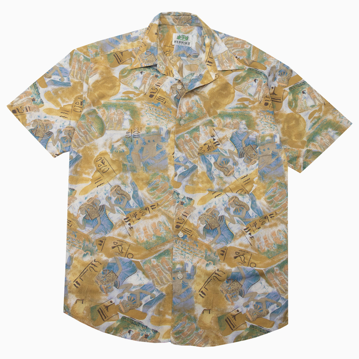 Vintage Ferralt Crazy Pattern Short Sleeve Shirt L