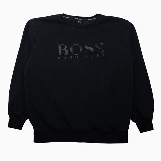 Schwarzes Hugo Boss Sweatshirt mit großem Logo in Größe M – Vorderansicht