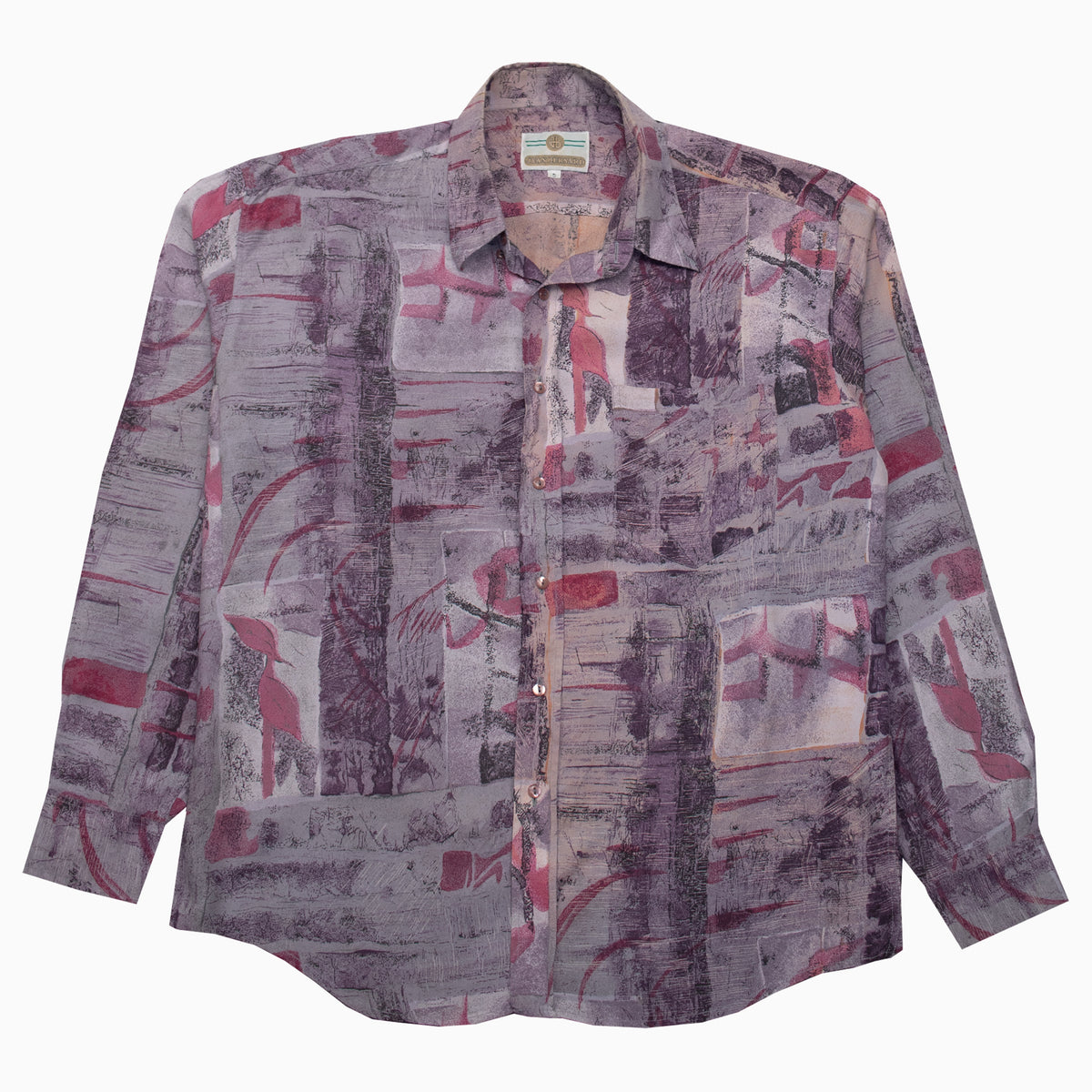 Vintage Jean Bernard Crazy Pattern Purple Shirt XL – Detailansicht