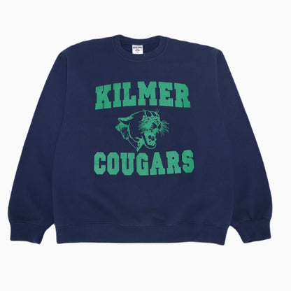 Vintage Jerzees Kilmer Cougars Sweater in Marineblau mit Frontprint, empfohlene Größe M