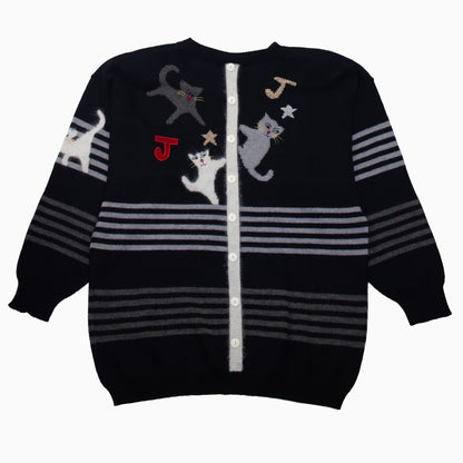 Vintage 80s Joye + Fun Cats Embroidered Knit Jumper L – Rückansicht