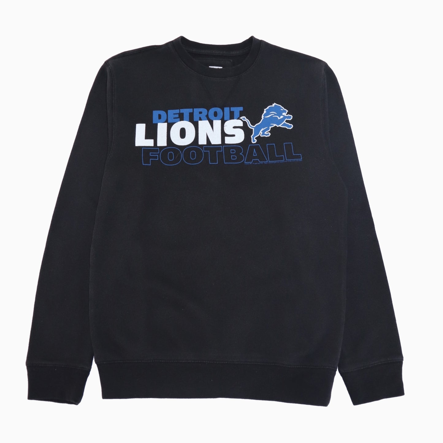Vintage Junk Food Detroit Lions Football Sweater in Schwarz mit Frontprint, empfohlene Größe S