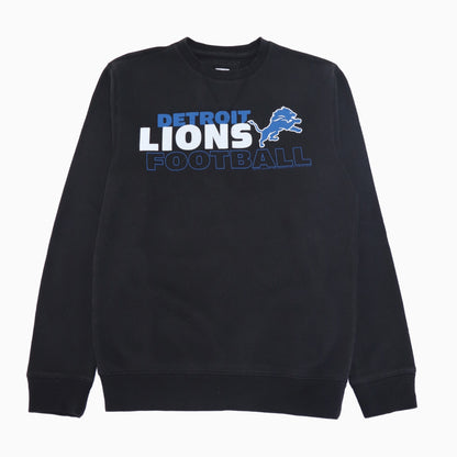 Vintage Junk Food Detroit Lions Football Sweater in Schwarz mit Frontprint, empfohlene Größe S