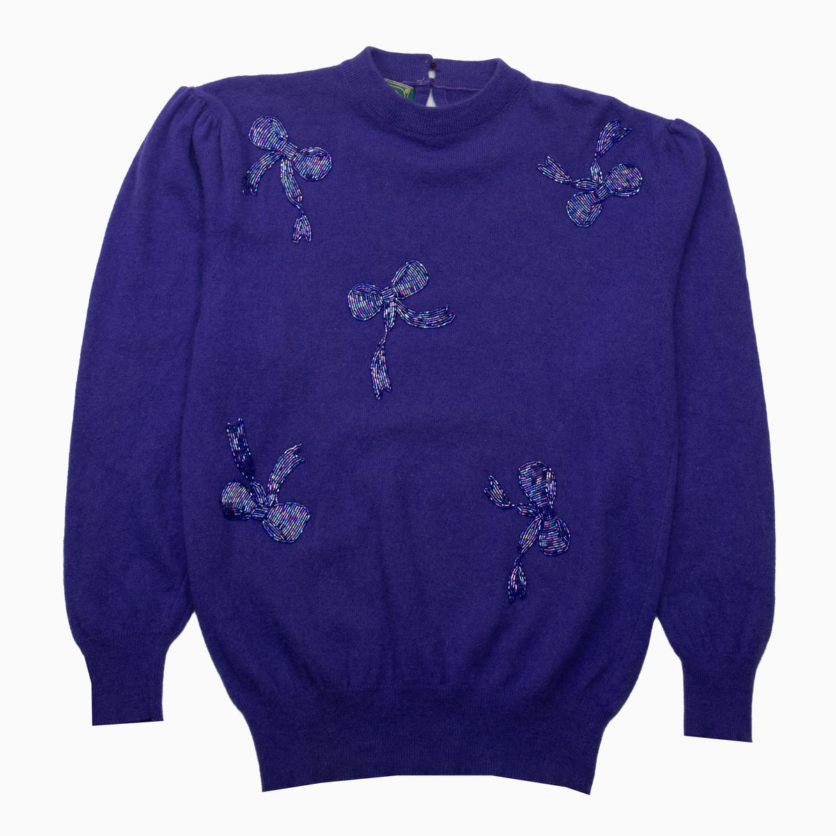 Vintage 80s Leonard's Angora Lambswool Sequin Knit Jumper M