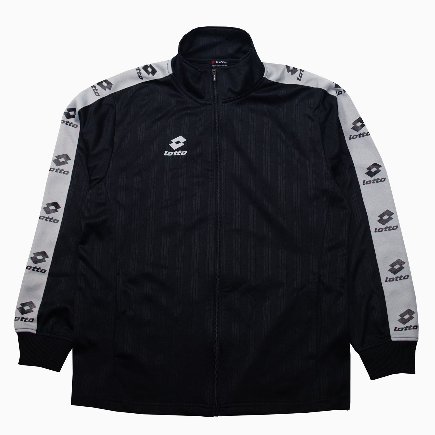 vintage Lotto Trainingsjacke in schwarz mit weisem Logo und Tape Arm / Alleycat Stardust Bekleidung