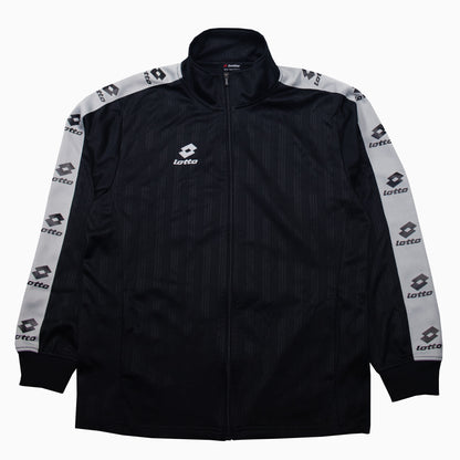 vintage Lotto Trainingsjacke in schwarz mit weisem Logo und Tape Arm / Alleycat Stardust Bekleidung