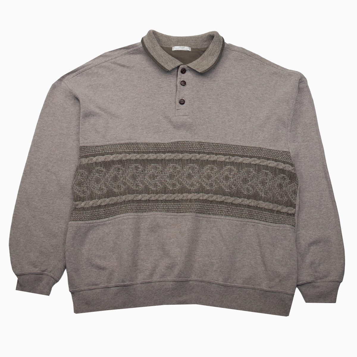 Vintage 90s St.Michael Marks & Spencer Braid Pattern Sweater XL – Detailansicht