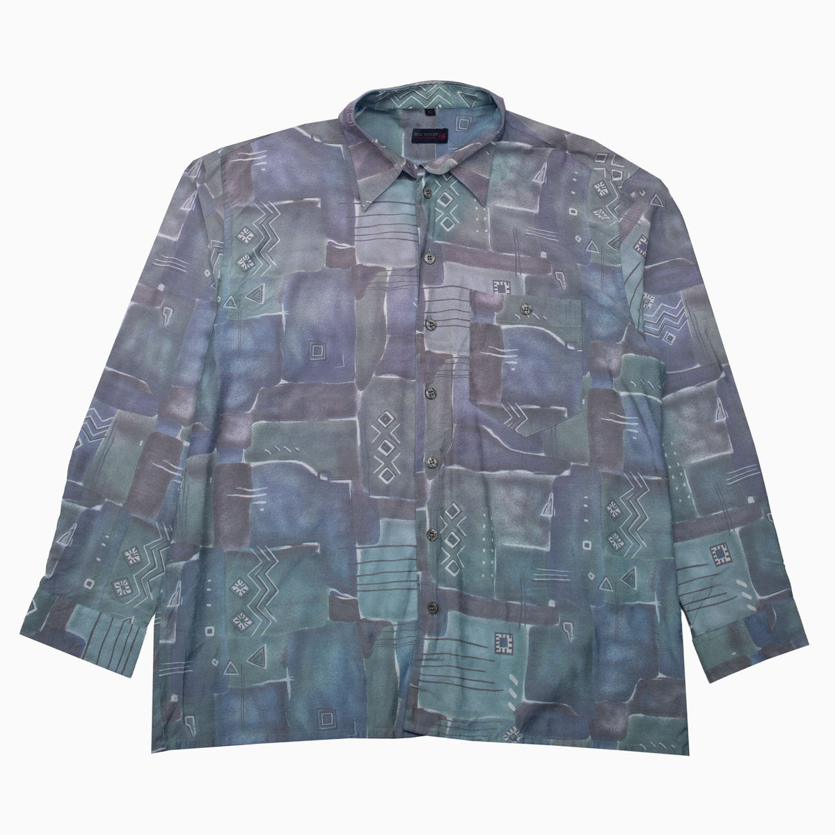 Vintage 90s Nick Taylor Crazy Pattern Shirt XXL