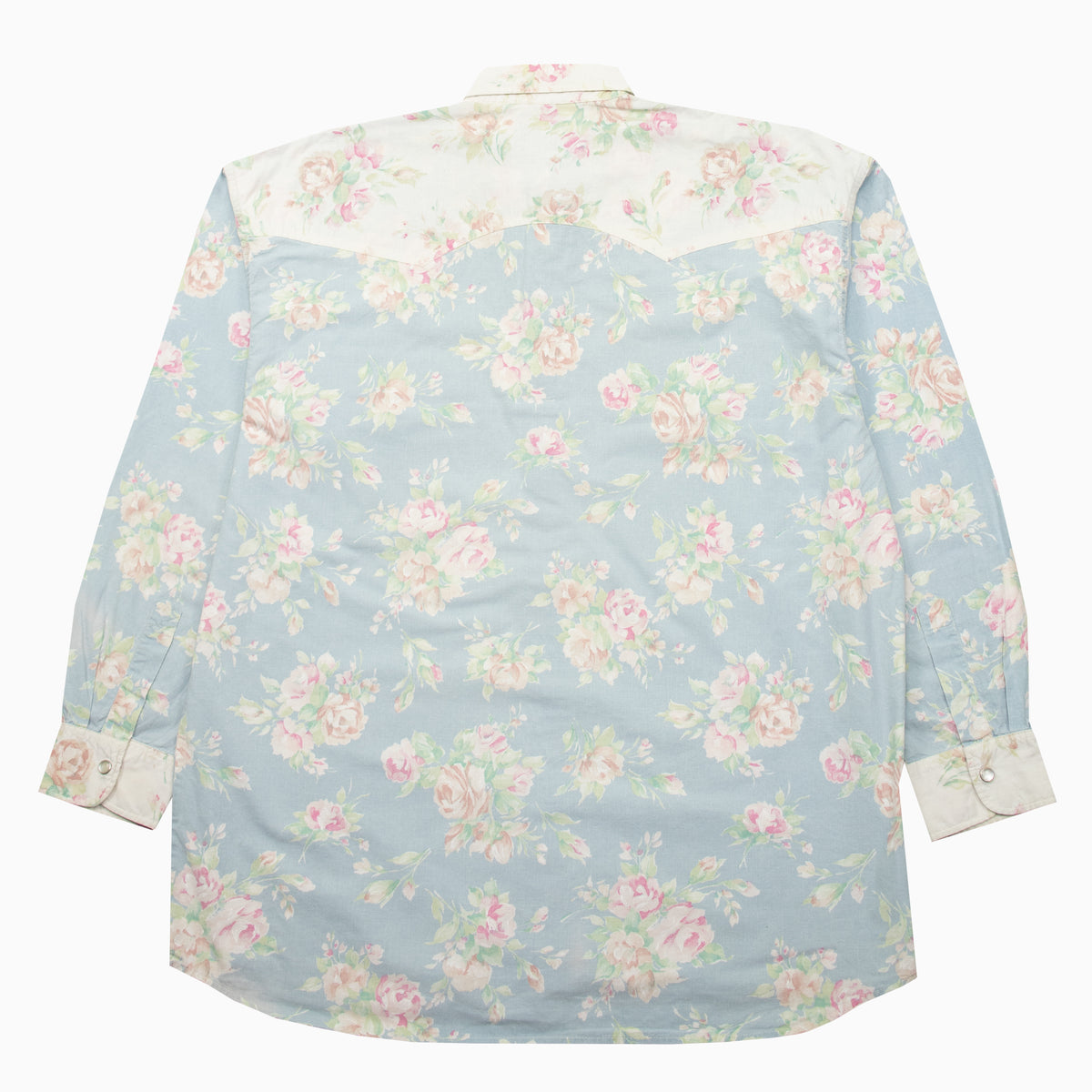 Vintage Plantation Roses Pattern Shirt L – Rückansicht