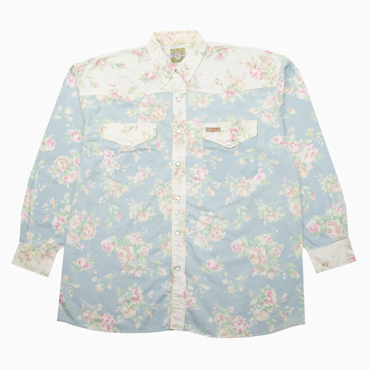 Vintage Plantation Roses Pattern Shirt L – Detailansicht