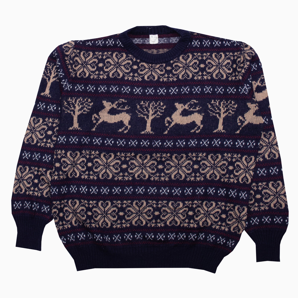 Vintage 90s Reindeer Christmas Graphic Knit Jumper M – Vorderansicht
