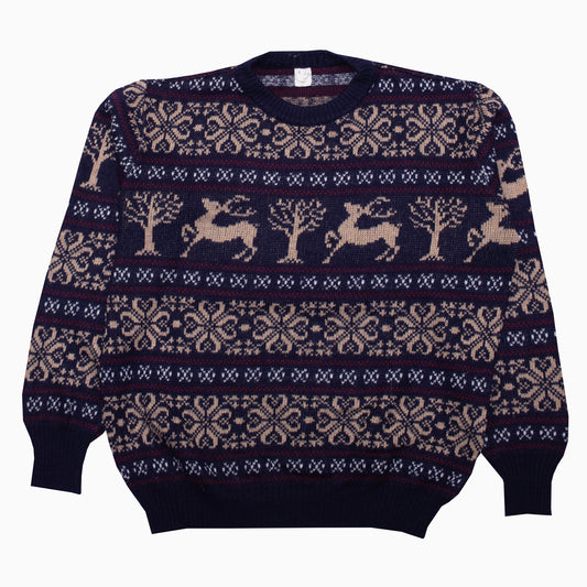 Vintage 90s Reindeer Christmas Graphic Knit Jumper M