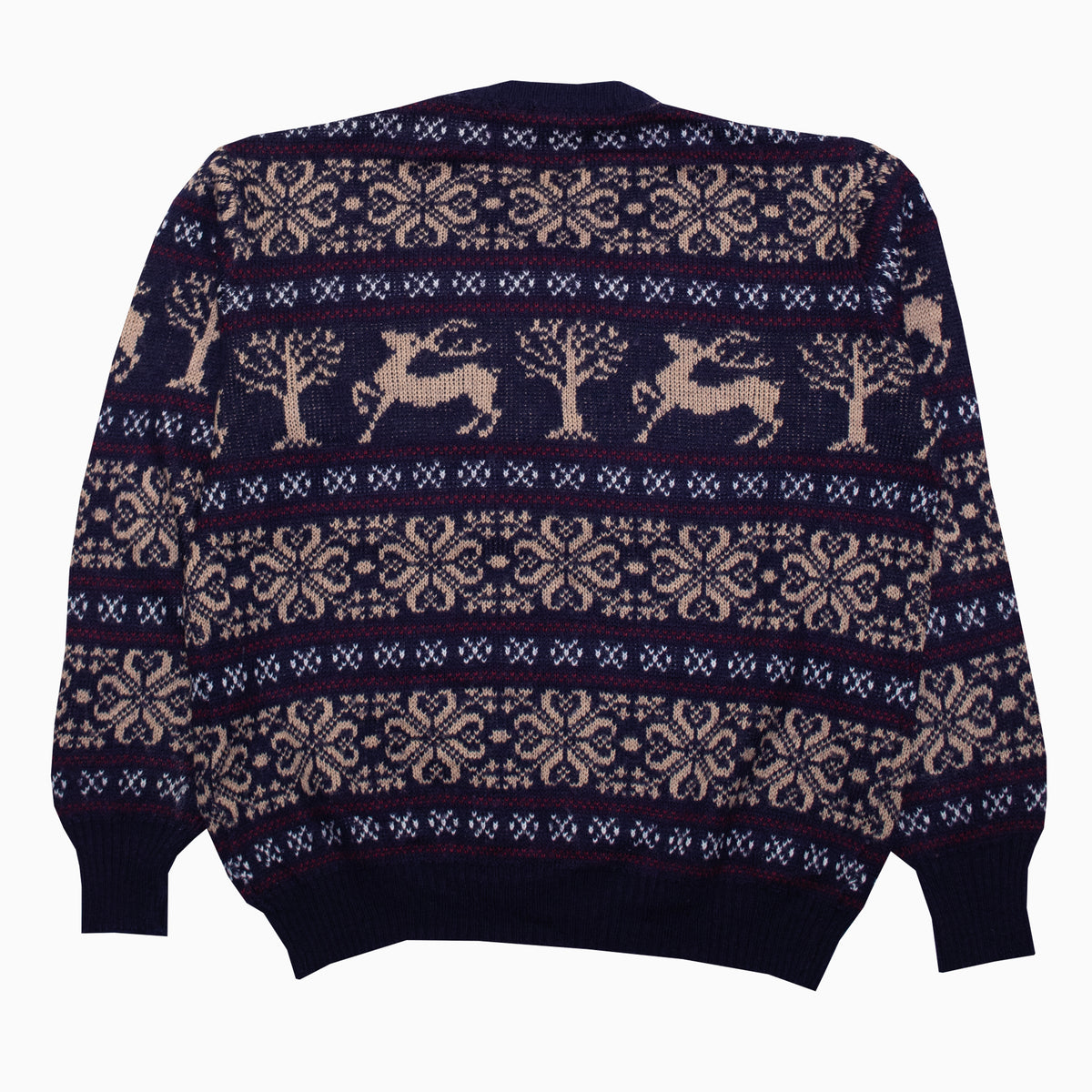 Vintage 90s Reindeer Christmas Graphic Knit Jumper M – Rückansicht