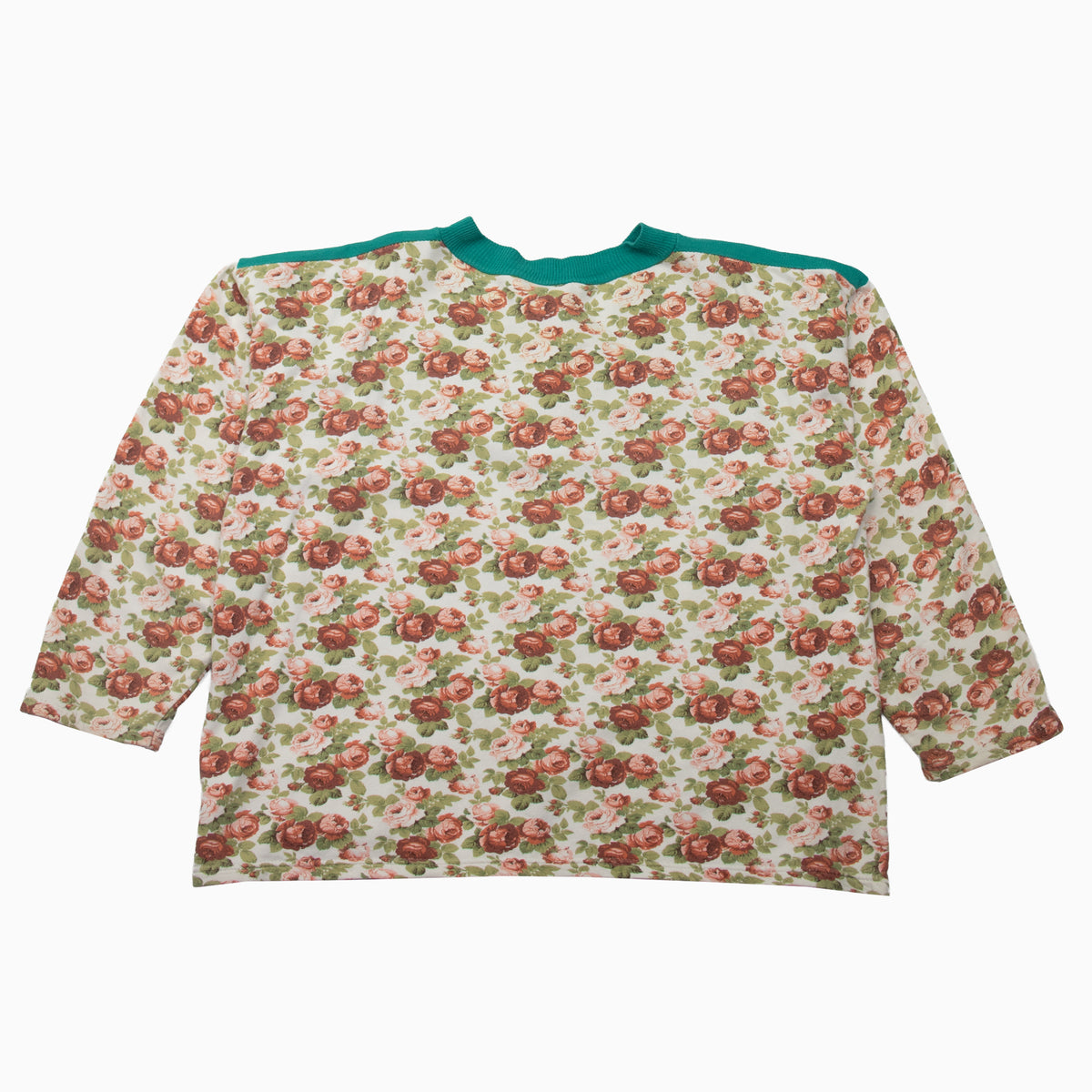 Vintage 80s All The Rainbow Colours Rose Pattern Sweater M – Rückansicht