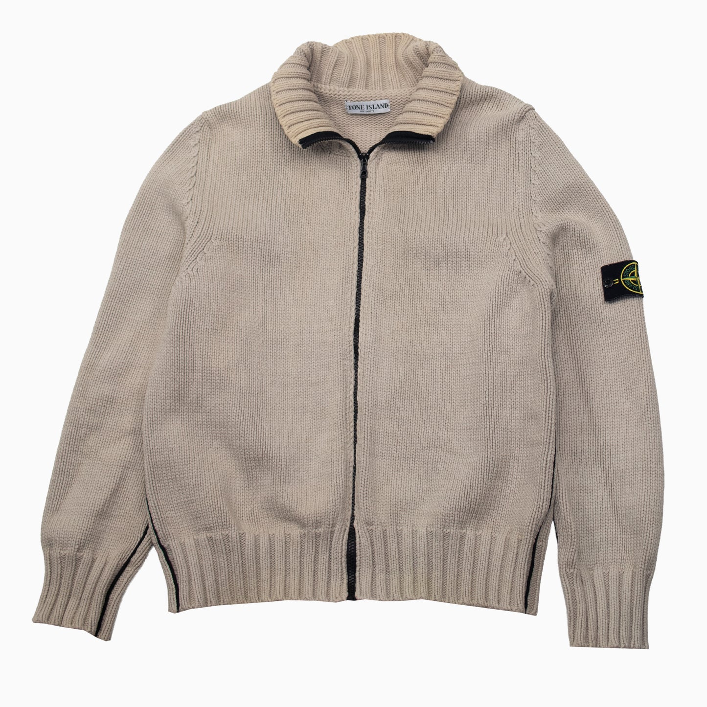 Vintage Y2K Stone Island Heavyweight Full-Zip Knit Cardigan L