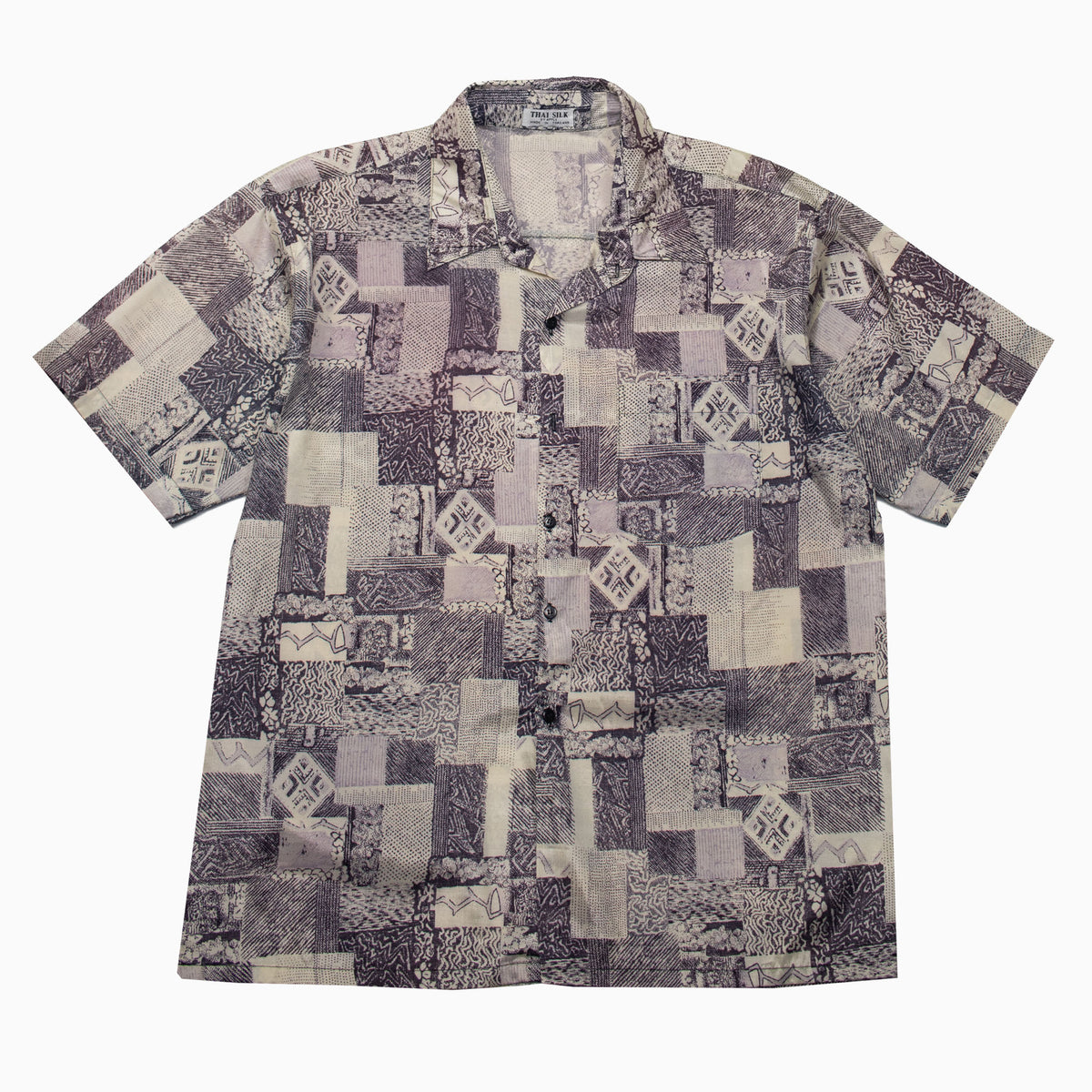 Vintage 90s 100 % Thai Silk Short Sleeve Shirt L