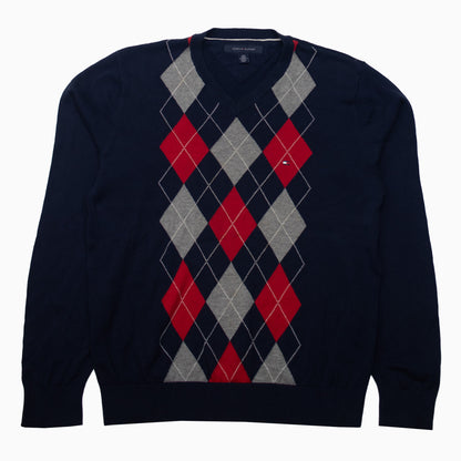 Tommy Hilfiger Diamond Pattern 100 & Cotton Knit Jumper M