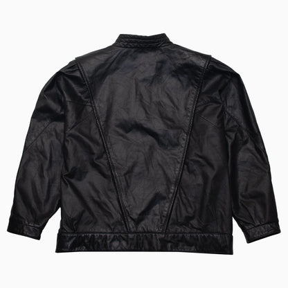 Vintage 80s Canda Leather Bomber Jacket Größe M schwarz hinten
